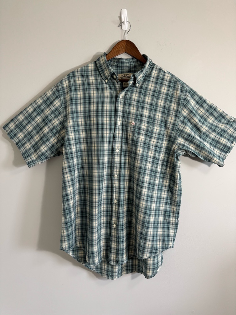 Ralph Lauren Vintage-Like Men's Green Plaid Short-Sleeve Button-Down Shirt - L